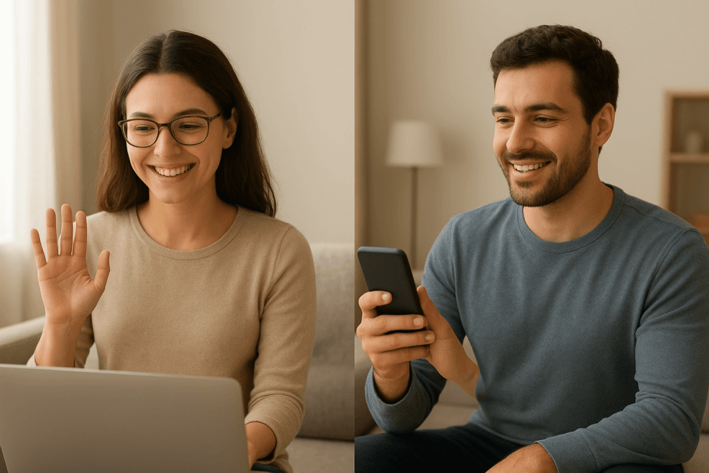 Pareja comunicándose a distancia. Cómo Mejorar la Comunicación en la Pareja a Distancia