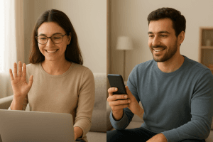Pareja comunicándose a distancia. Cómo Mejorar la Comunicación en la Pareja a Distancia