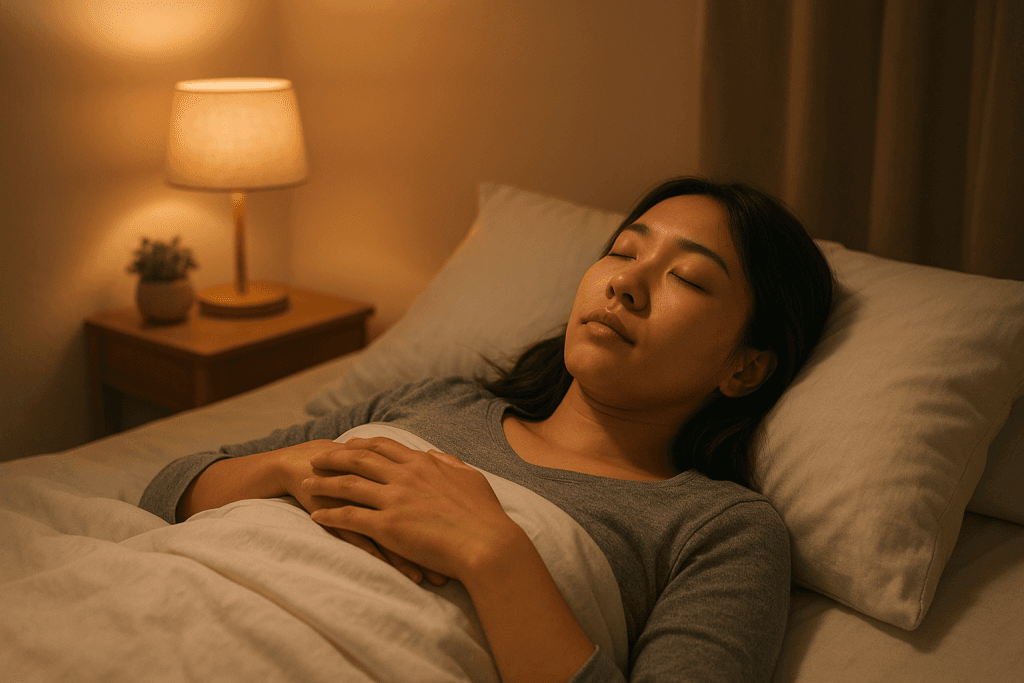 Mujer en la cama con nervios que no puede dormir
