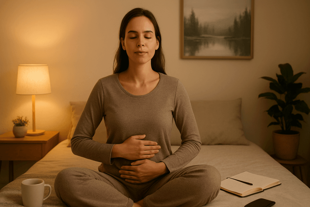 Mujer realizando técnicas de relajación