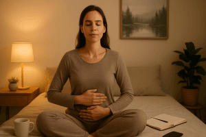 Mujer realizando técnicas de relajación